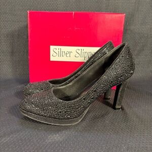 Rhinestone 4-inch Black Heels
